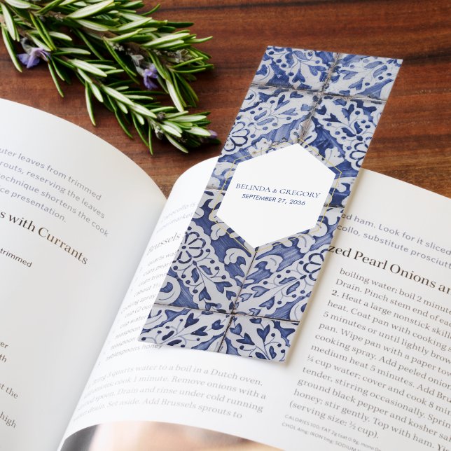 Rustic Portuguese Tiles Wedding Favor Bookmarks (Book)