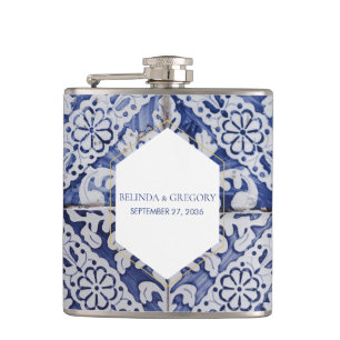 Rustic Portuguese Tiles Wedding Flask