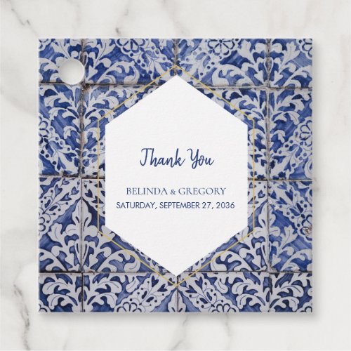 Rustic Portuguese Tiles Wedding Gift Favor Tags