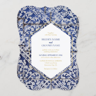 Rustic Portuguese Tiles Wedding Invitations