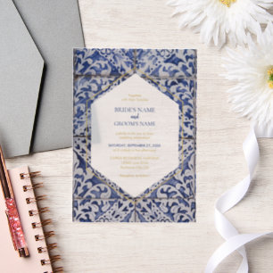 Rustic Portuguese Tiles Wedding Invitations