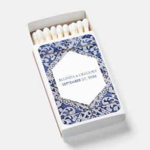 Rustic Portuguese Tiles Wedding Matchboxes