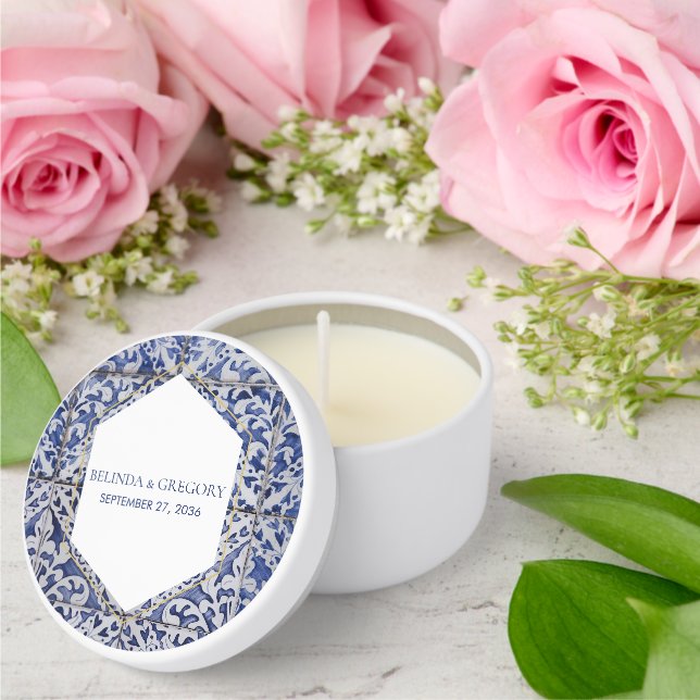 Rustic Portuguese Tiles Wedding Mini Candle Favors (Insitu (Wedding))