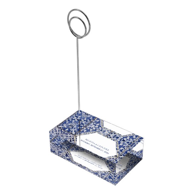 Rustic Portuguese Tiles Wedding Table Number Card Place Card Holder (Corner)