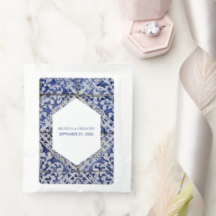 Rustic Portuguese Tiles Wedding Tea Bag Drink Mix