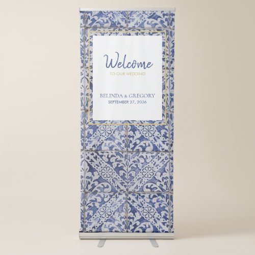 Rustic Portuguese Tiles Wedding Welcome Sign
