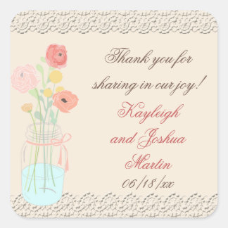 Rustic Posh in Coral Favor Stickers