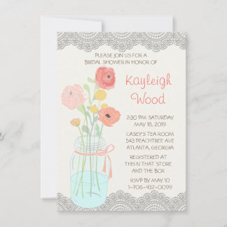 Rustic Posh in Coral Invitation