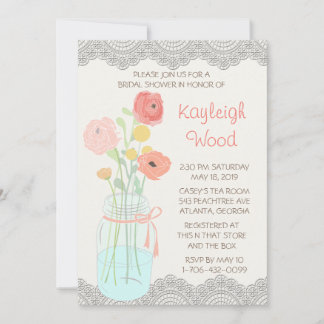 Rustic Posh in Coral Invitation
