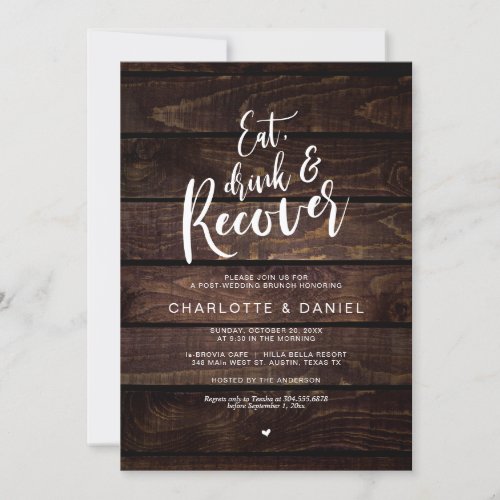 Rustic Post wedding Brunch Eat Drink and Recover Invitation