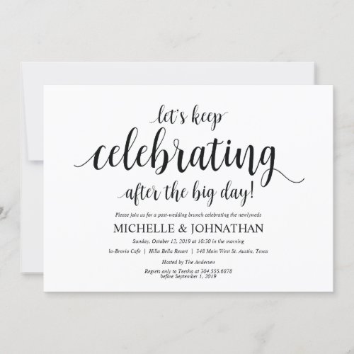 Rustic Post Wedding Brunch Invitation Card