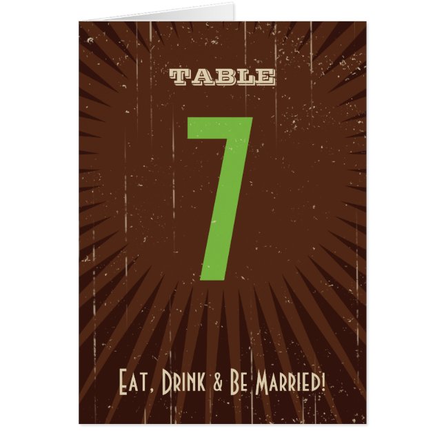 Rustic Poster: Apple Green Table Number (Front)
