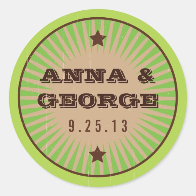 Rustic Poster: Apple Green Wedding Sticker Seal (Front)