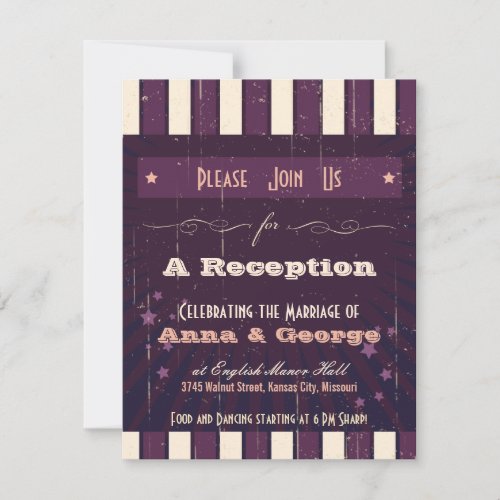 Rustic Poster: Aubergine Dream Reception Only Personalized Invite