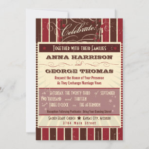Rustic Poster: Chocolate Burgundy Custom Wedding Invitation