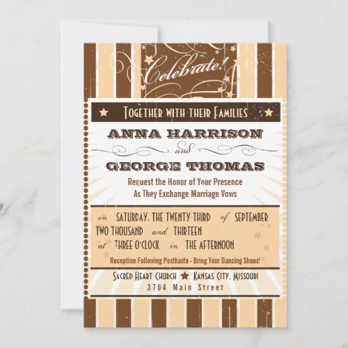 Rustic Poster: Cream &amp; Brown Custom Wedding Custom Invitation