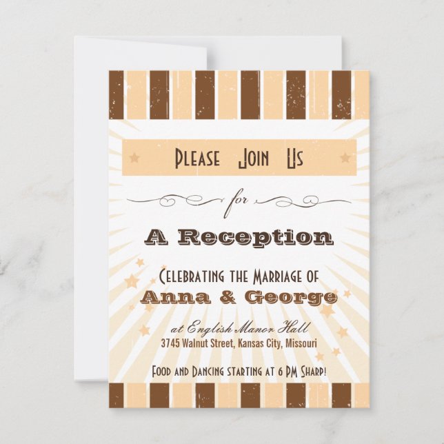 Rustic Poster: Cream & Brown Reception Invitation (Front)