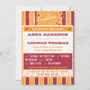 Rustic Poster: Pink & Orange Custom Wedding Invitation