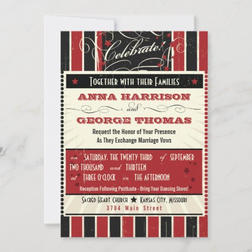 Rustic Poster: Red &amp; Black Custom Wedding Announcements