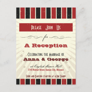 Rustic Poster: Red & Black Reception Only Invitation