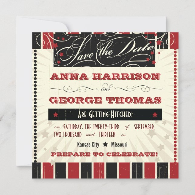 Rustic Poster: Red & Black Save the Date (Front)
