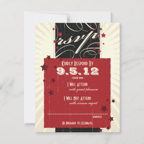 Rustic Poster: Red &amp; Black Wedding RSVP Custom Announcements