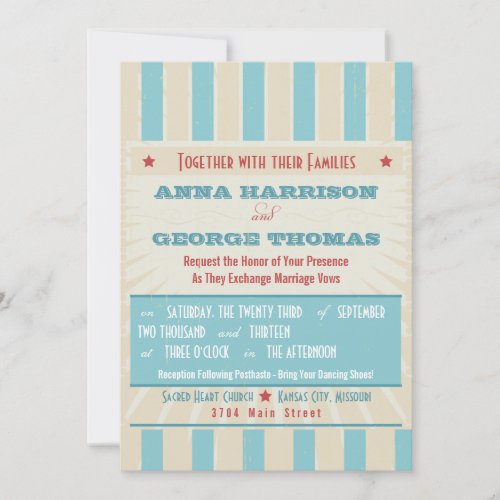 Rustic Poster: Red, White &amp; Blue Custom Wedding Announcements