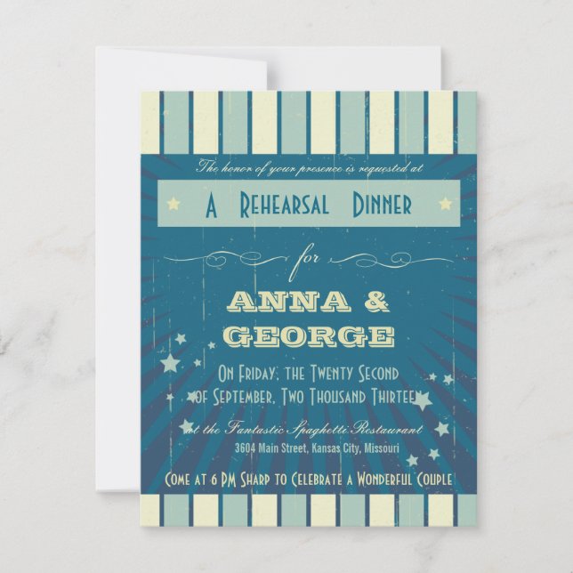 Rustic Poster: Sandy Beach Rehearsal Dinner Invitation (Front)