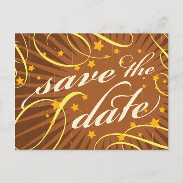Rustic Poster: Tropical Sun Save the Date Announcement Postcard (Front)