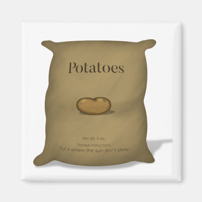 Rustic Potato Sack Humorous Storage Instructions Magnet (Front)