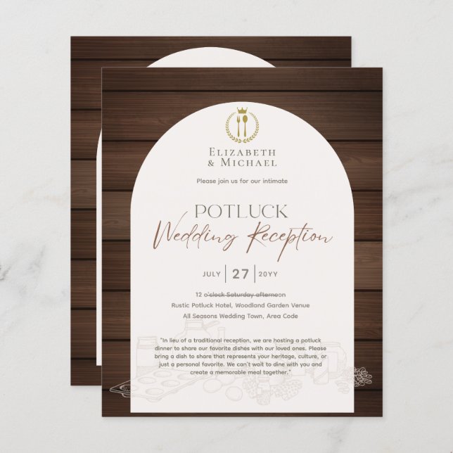 Rustic POTLUCK Wedding Invitation Template Guide (Front/Back)