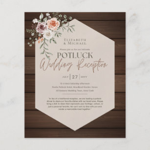 Rustic POTLUCK Wedding Invitation Template Guide Flyer