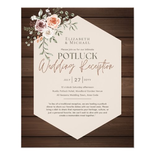 Rustic POTLUCK Wedding Invitation Template Guide Flyer