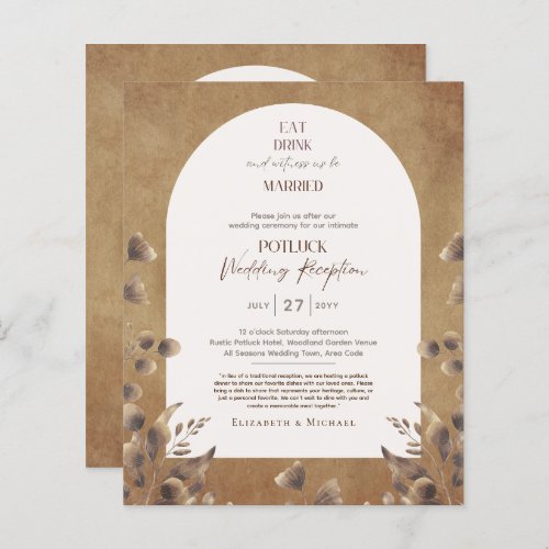 Rustic POTLUCK Wedding Reception Template Invite