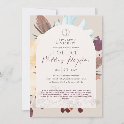 Rustic POTLUCK Wedding Reception Template Invite F