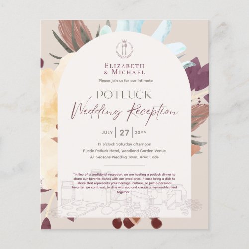 Rustic POTLUCK Wedding Reception Template Invite Flyer