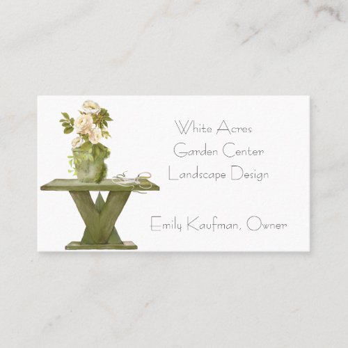 Rustic Potting Bench and Roses for Gardeners Business Card