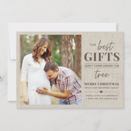 Rustic Pregnancy Announcement Christmas Card | Zazzle