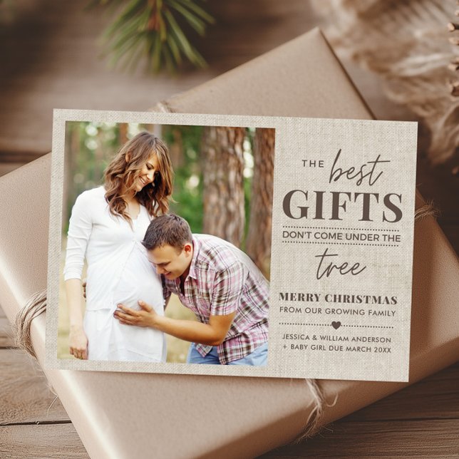 Rustic Pregnancy Announcement Christmas Card (Rustic Pregnancy Announcement Christmas Card)