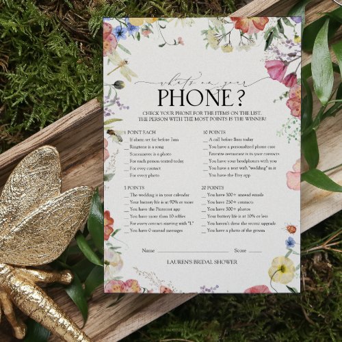 Rustic Pressed Floral Bridal Shower Phone Game