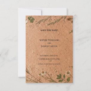 Rustic Pressed Flower Save The Date Card