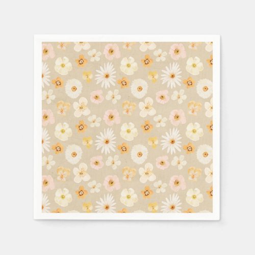 Rustic Pressed Flowers Napkins