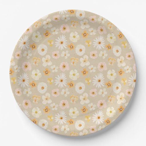 Rustic Pressed Flowers Paper Plates