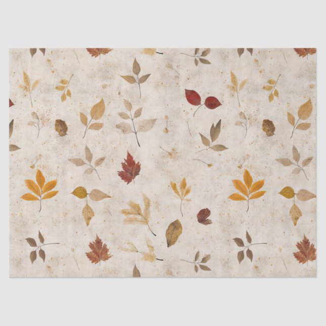Rustic Pressed Leaves Pattern –Autumn Botanical 10 Tissue Paper (Front)