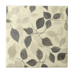 Rustic Pressed Leaves Pattern – Autumn Botanical 7 Ceramic Tile