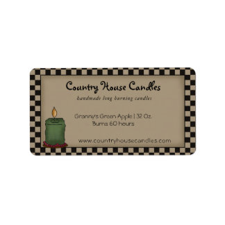 Rustic Primitive Candle Checked Country Candle Label