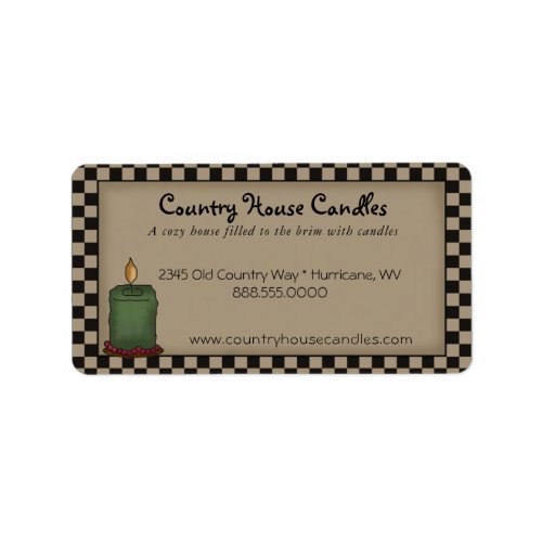 Rustic Primitive Candle Checked Country  Label