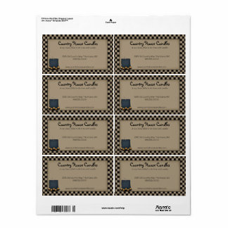 Rustic Primitive Candle Checked Country Label