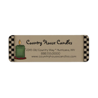 Rustic Primitive Candle Checked Country Label