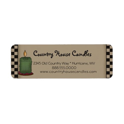Rustic Primitive Candle Checked Country  Label
